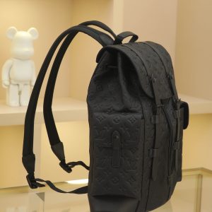 Alternative view of Black Backpack Christopher Multi-Functional Christopher Large Backpack features spacious interior and eye-catching design, making it an ideal everyday bag for outdoor use. Black Grid Large Letter Silk-Print Men's Backpack Hiking Rucksack Its attractive design exudes sophistication. Dimensions: 41×48×13cm
